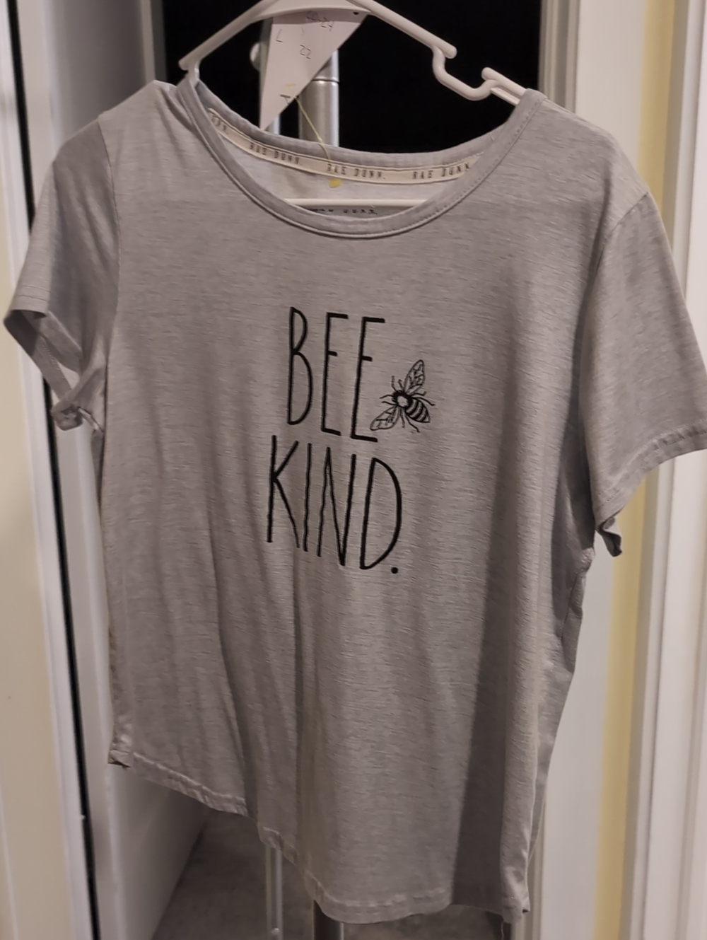 Rae Dunn Light Gray "Bee Kind" Short Sleeve Tee